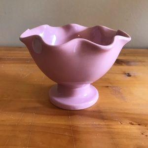 🦋Ceramic Candy Bowl Pastel Pink Scalloped Edge